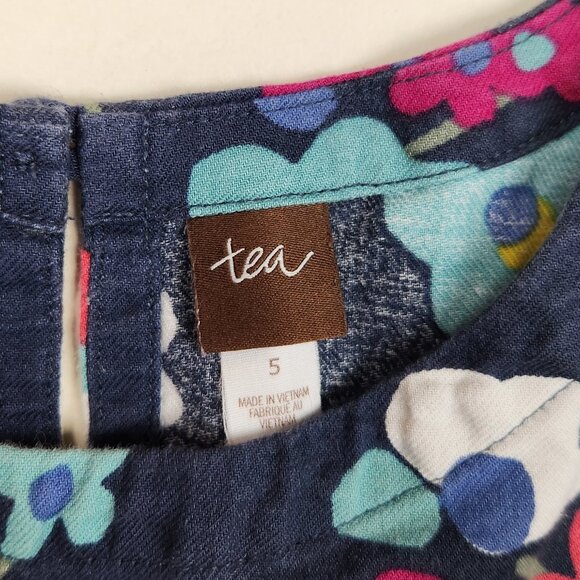 Tea Collection Floral Drop Waist Short Sleeve Pocket Dress sz 5 - Picture 8 of 10